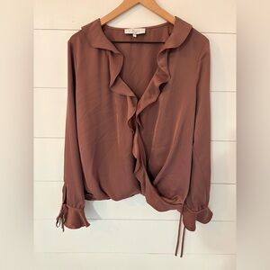L'Academie Ruffle-Front Blouse